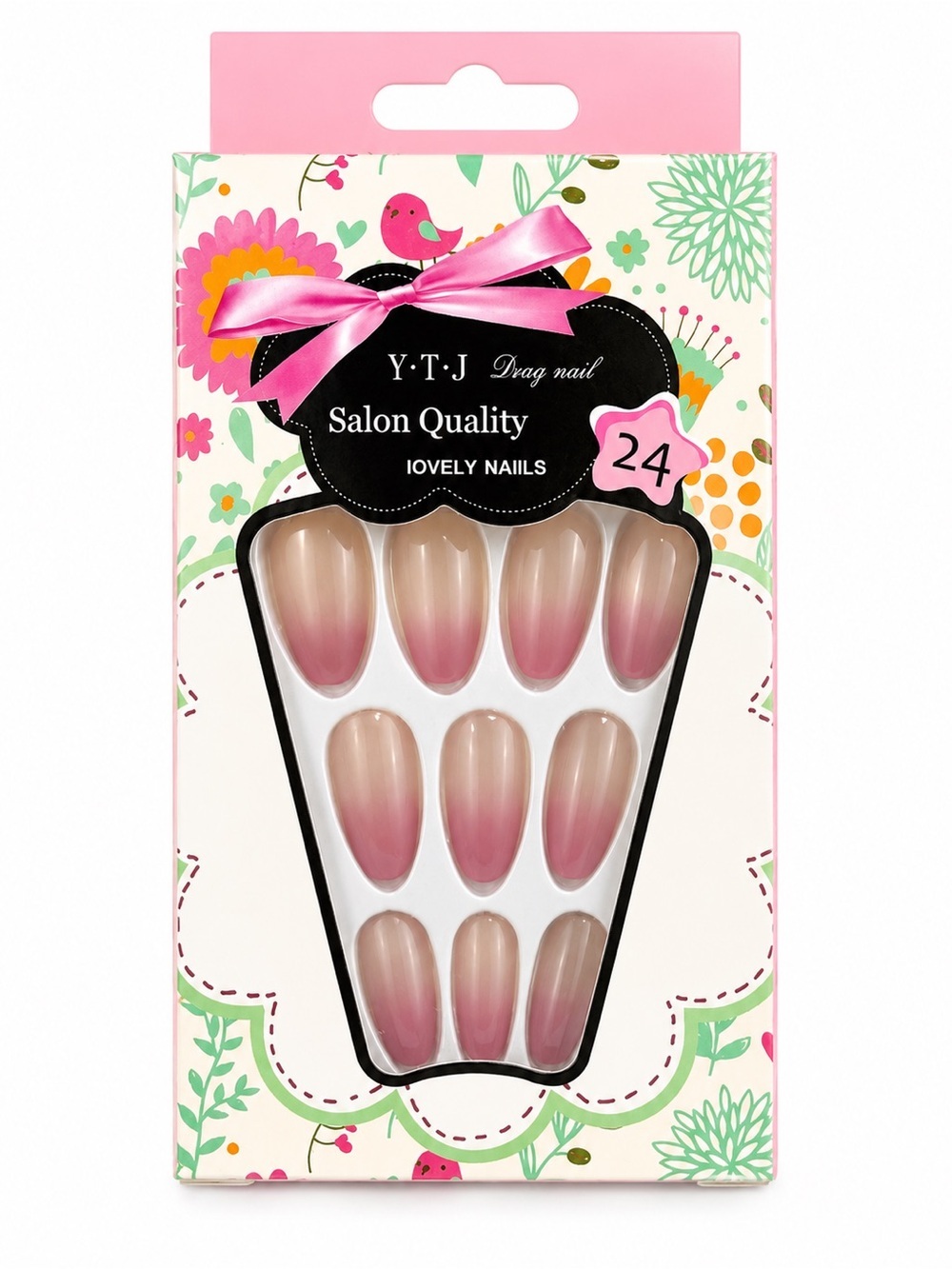 Nude Pink Almond Press On Nails 24pc Glossy Salon Quality New